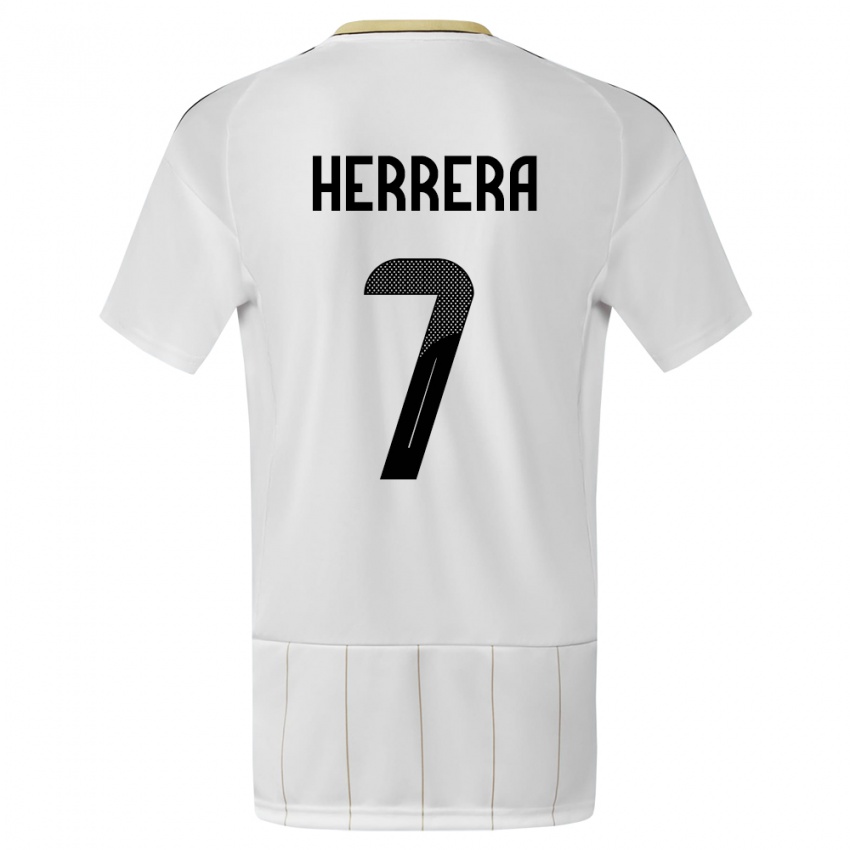 Homme Maillot Costa Rica Melissa Herrera #7 Blanc Tenues Extérieur 24-26 T-Shirt Belgique