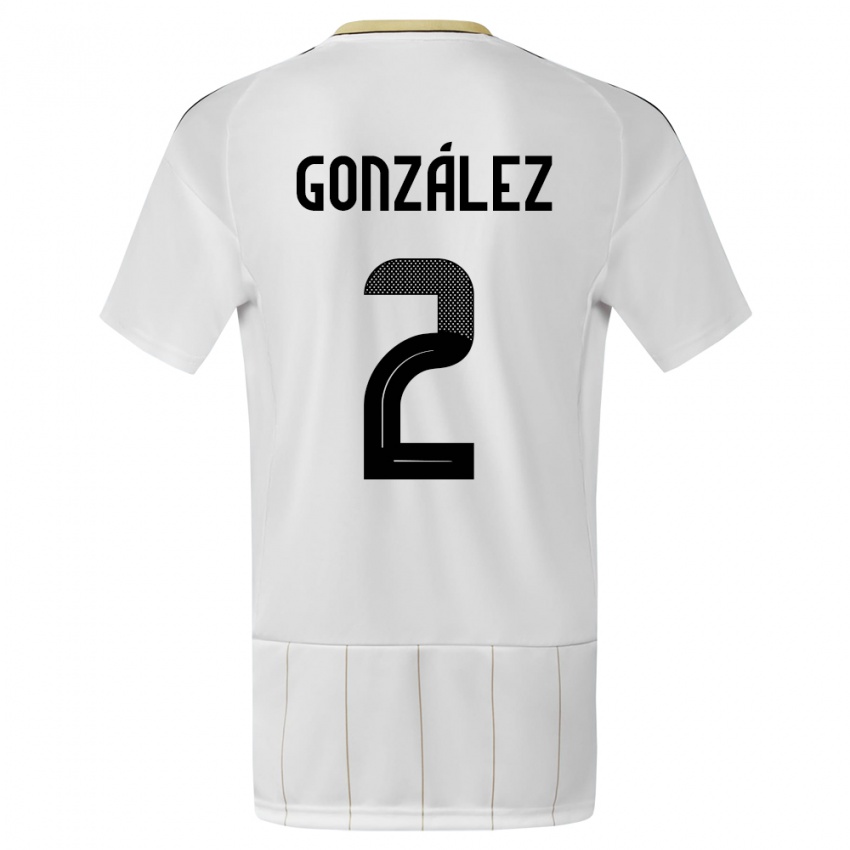 Herren Costa Rica Julian Gonzalez #2 Weiß Auswärtstrikot Trikot 24-26 T-Shirt Belgien