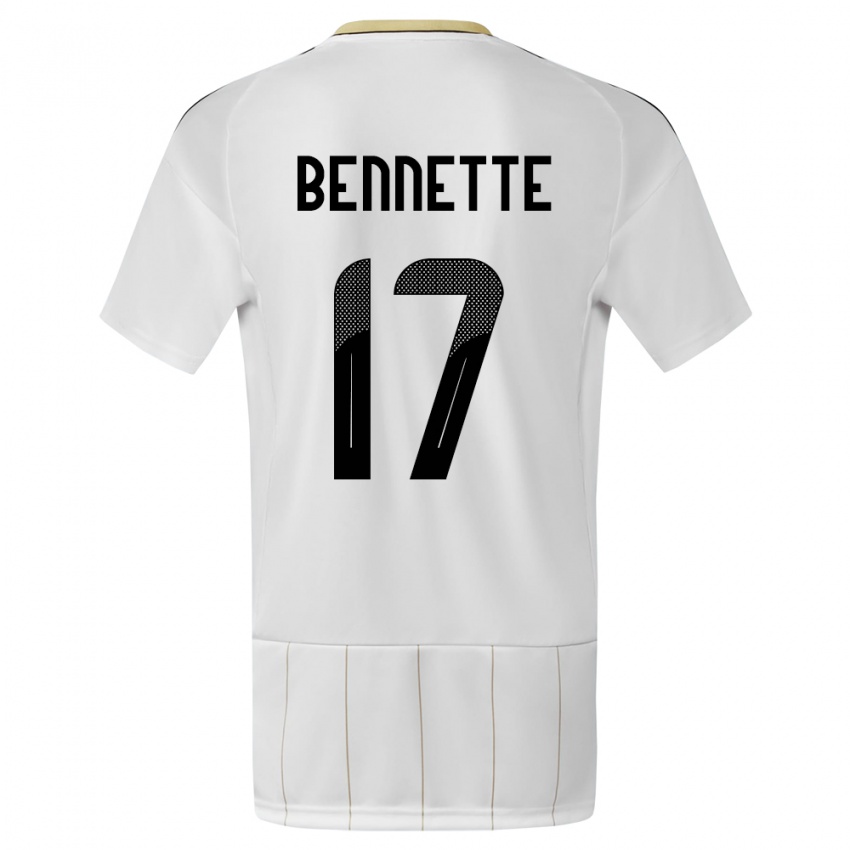 Homme Maillot Costa Rica Jewison Bennette #17 Blanc Tenues Extérieur 24-26 T-Shirt Belgique