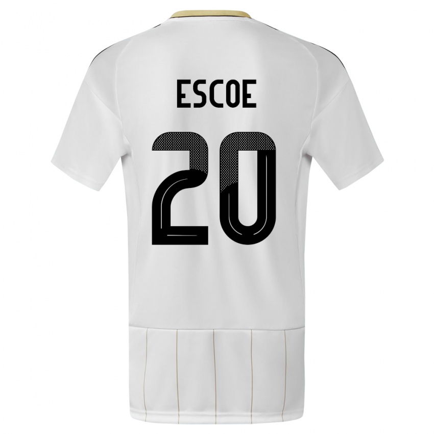 Homme Maillot Costa Rica Enyel Escoe #20 Blanc Tenues Extérieur 24-26 T-Shirt Belgique