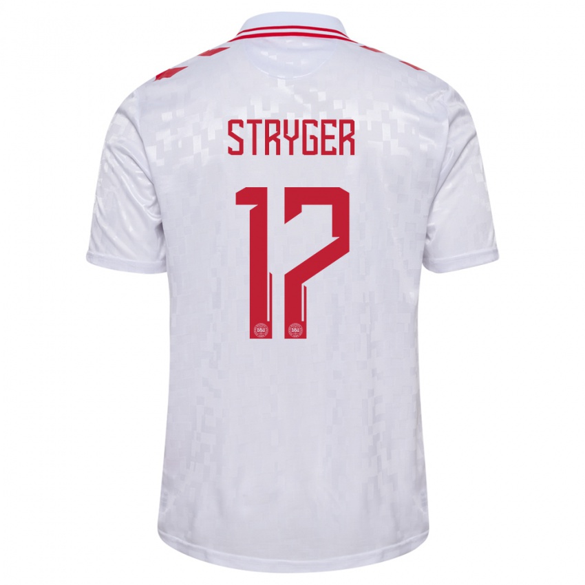 Heren Denemarken Jens Stryger Larsen #17 Wit Uitshirt Uittenue 24-26 T-Shirt België
