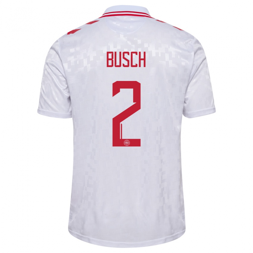 Herren Dänemark Alexander Busch #2 Weiß Auswärtstrikot Trikot 24-26 T-Shirt Belgien