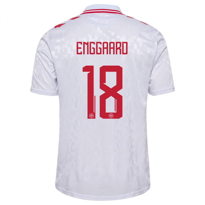 Herren Dänemark Mads Enggaard #18 Weiß Auswärtstrikot Trikot 24-26 T-Shirt Belgien