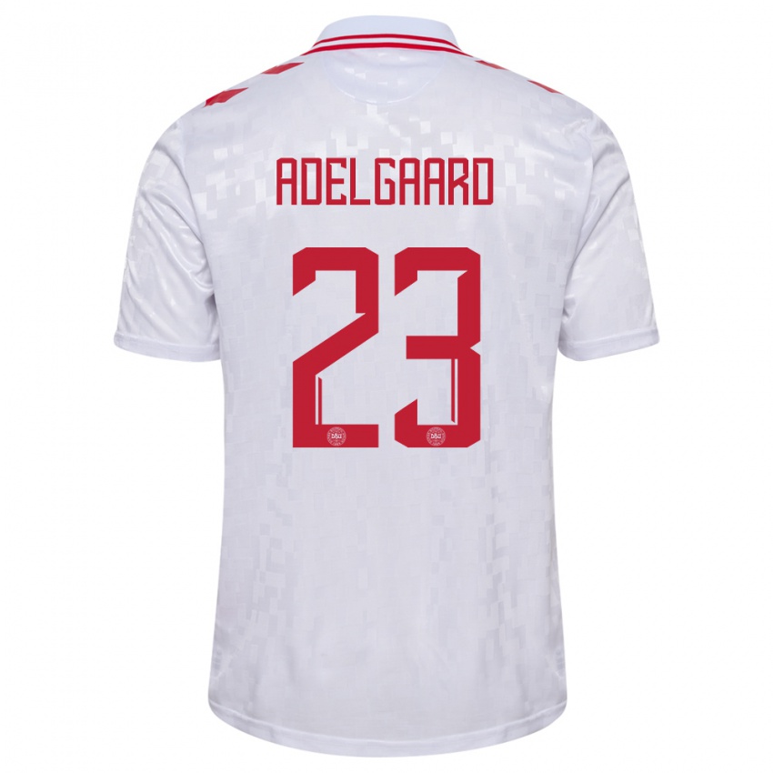Herren Dänemark Aske Adelgaard #23 Weiß Auswärtstrikot Trikot 24-26 T-Shirt Belgien