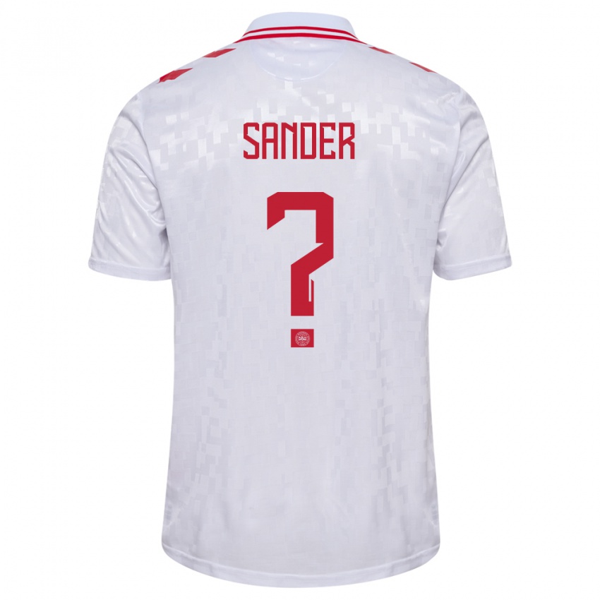 Herren Dänemark Theo Sander #0 Weiß Auswärtstrikot Trikot 24-26 T-Shirt Belgien