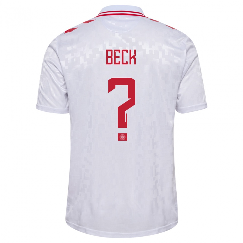 Heren Denemarken Julius Beck #0 Wit Uitshirt Uittenue 24-26 T-Shirt België