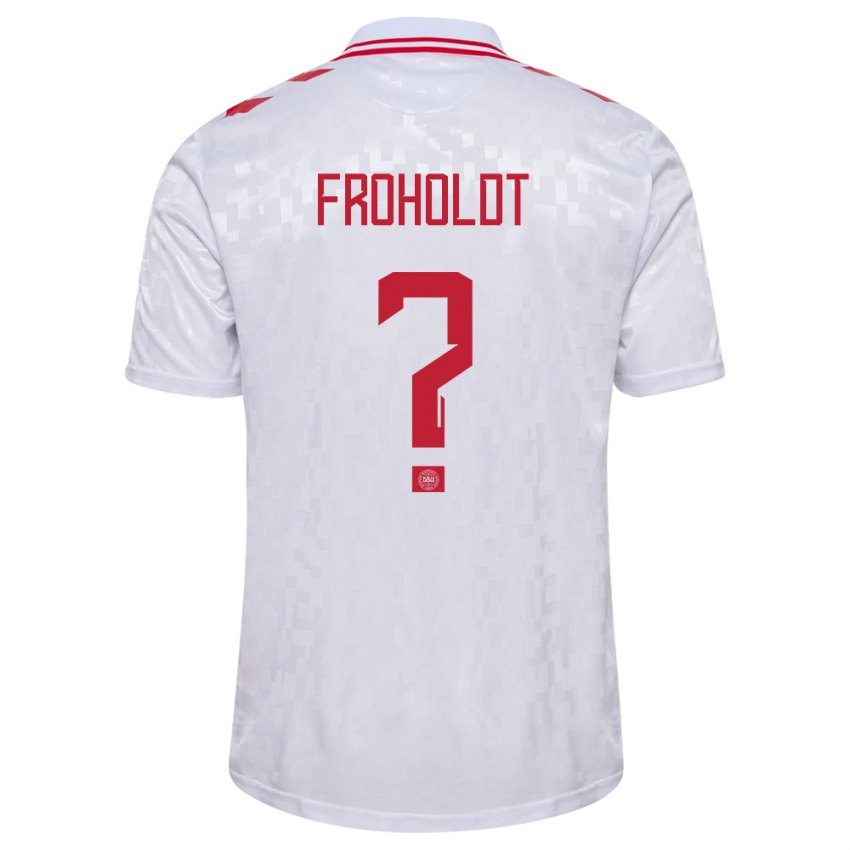 Heren Denemarken Victor Froholdt #0 Wit Uitshirt Uittenue 24-26 T-Shirt België