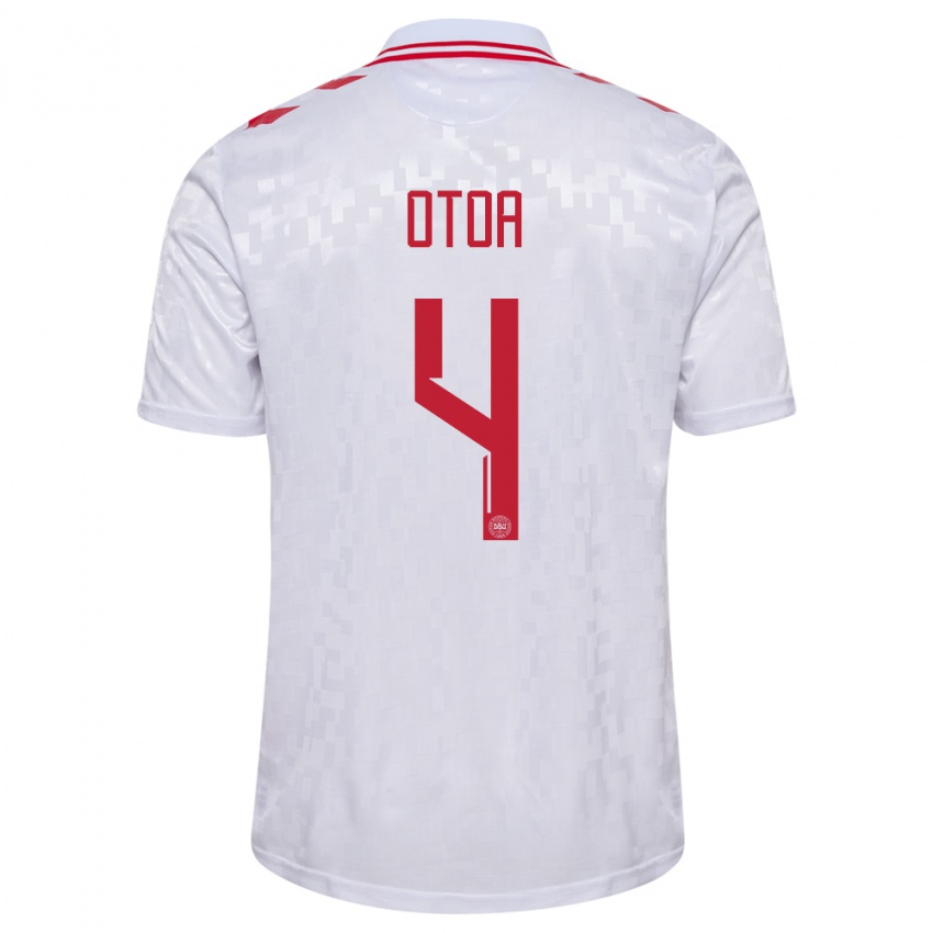 Heren Denemarken Sebastian Otoa #4 Wit Uitshirt Uittenue 24-26 T-Shirt België