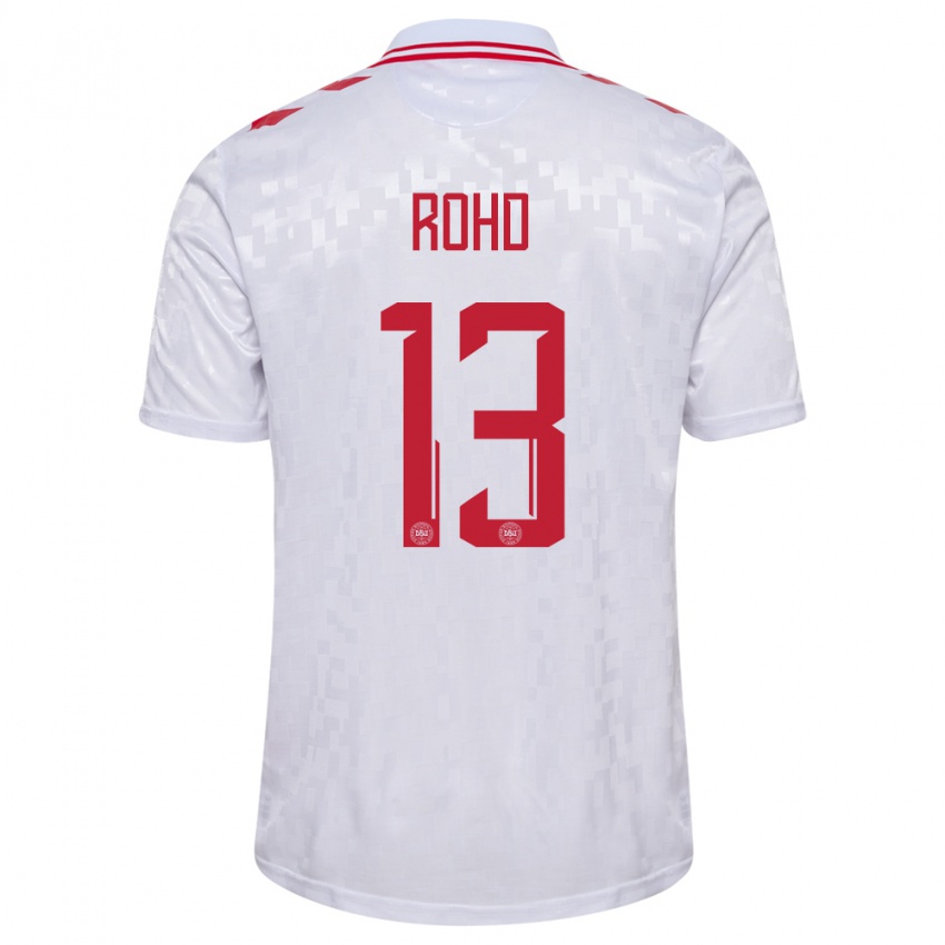 Herren Dänemark Emil Rohd #13 Weiß Auswärtstrikot Trikot 24-26 T-Shirt Belgien