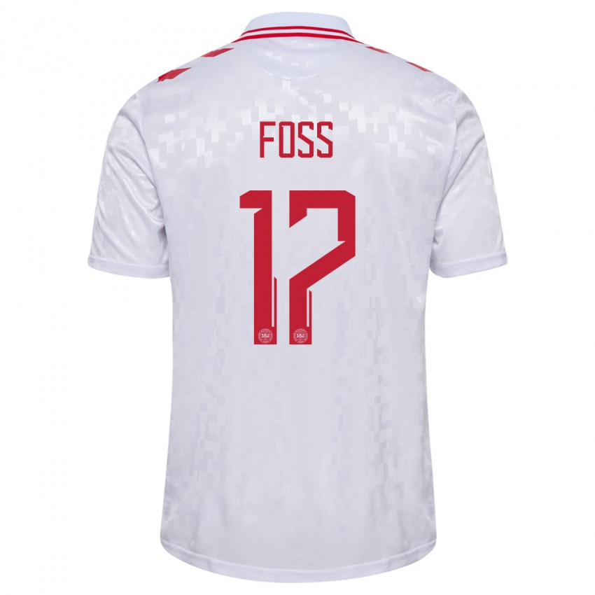 Heren Denemarken Jonathan Foss #17 Wit Uitshirt Uittenue 24-26 T-Shirt België
