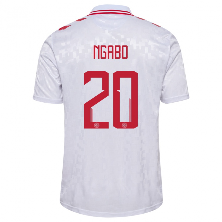 Herren Dänemark Sanders Ngabo #20 Weiß Auswärtstrikot Trikot 24-26 T-Shirt Belgien