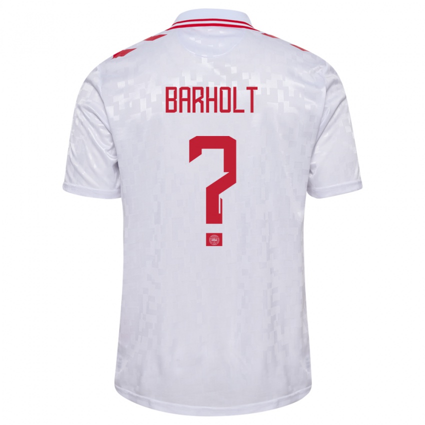 Heren Denemarken Noah Barholt #0 Wit Uitshirt Uittenue 24-26 T-Shirt België