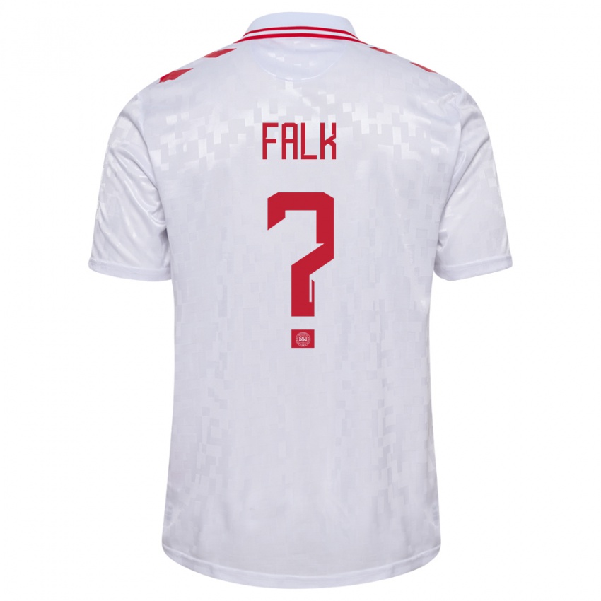 Heren Denemarken Lukas Falk #0 Wit Uitshirt Uittenue 24-26 T-Shirt België