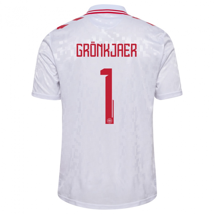 Herren Dänemark Bertil Grönkjaer #1 Weiß Auswärtstrikot Trikot 24-26 T-Shirt Belgien