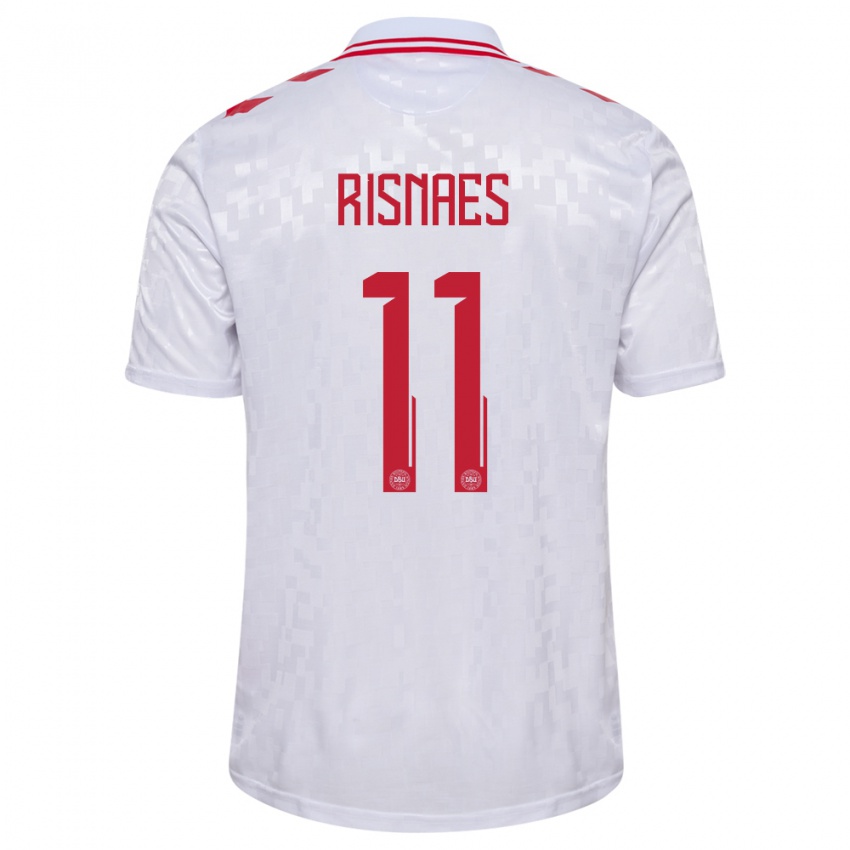 Herren Dänemark Roberto Risnaes #11 Weiß Auswärtstrikot Trikot 24-26 T-Shirt Belgien