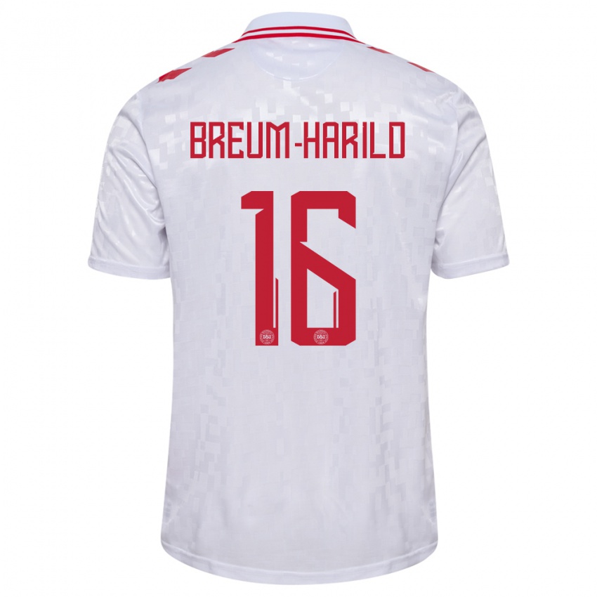 Herren Dänemark Tobias Breum-Harild #16 Weiß Auswärtstrikot Trikot 24-26 T-Shirt Belgien