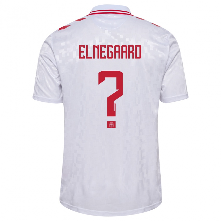 Heren Denemarken Tobias Elnegaard #0 Wit Uitshirt Uittenue 24-26 T-Shirt België
