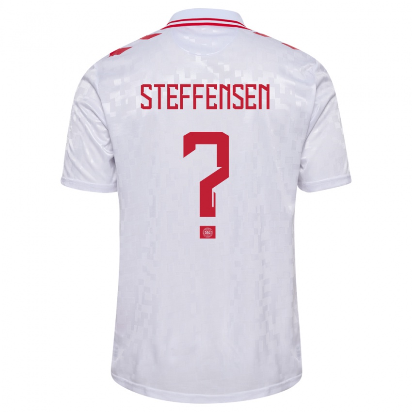 Heren Denemarken Mark Steffensen #0 Wit Uitshirt Uittenue 24-26 T-Shirt België