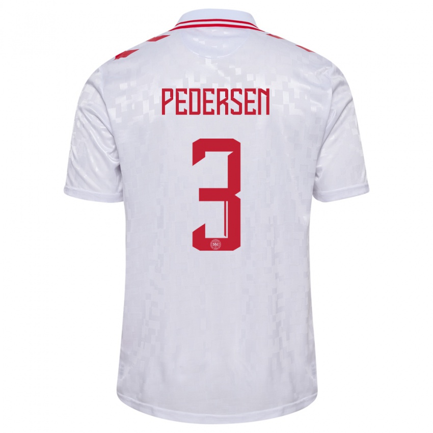 Herren Dänemark Stine Ballisager Pedersen #3 Weiß Auswärtstrikot Trikot 24-26 T-Shirt Belgien