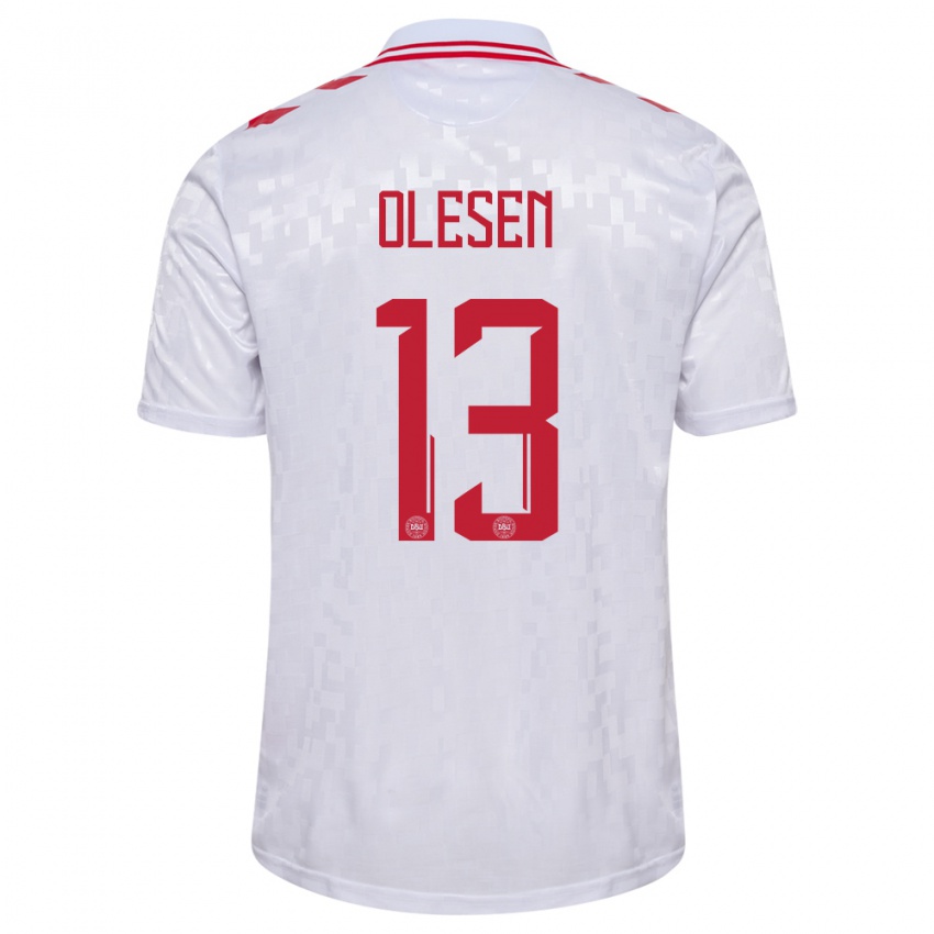 Heren Denemarken Karoline Olesen #13 Wit Uitshirt Uittenue 24-26 T-Shirt België