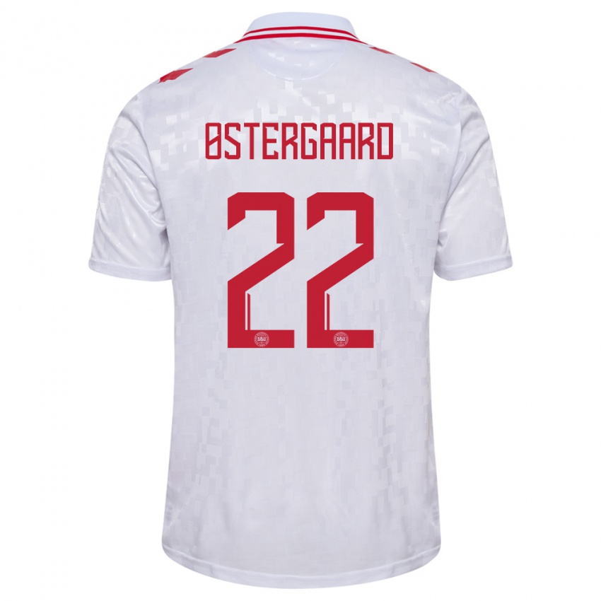 Herren Dänemark Maja Bay Ostergaard #22 Weiß Auswärtstrikot Trikot 24-26 T-Shirt Belgien