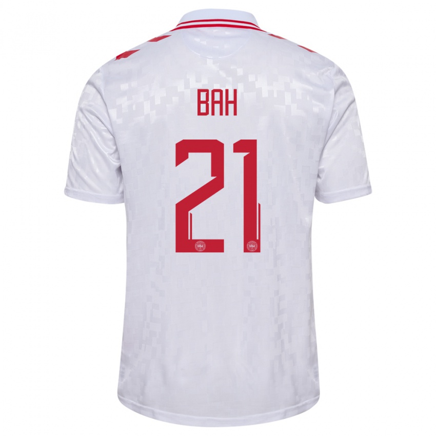 Herren Dänemark Alexander Bah #21 Weiß Auswärtstrikot Trikot 24-26 T-Shirt Belgien