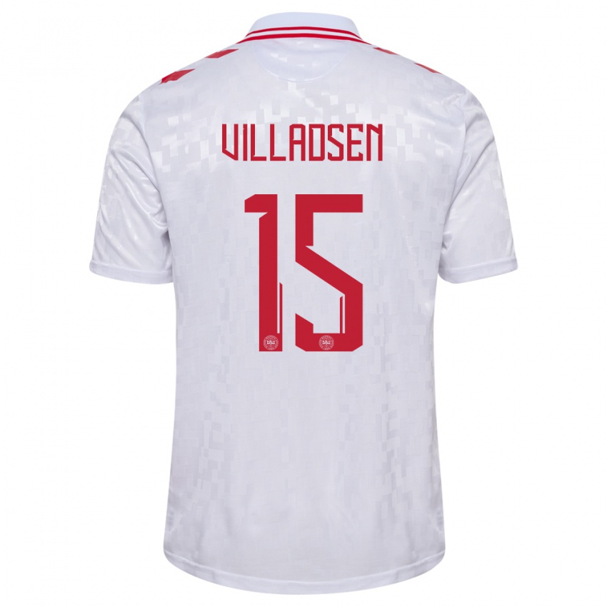 Herren Dänemark Oliver Villadsen #15 Weiß Auswärtstrikot Trikot 24-26 T-Shirt Belgien