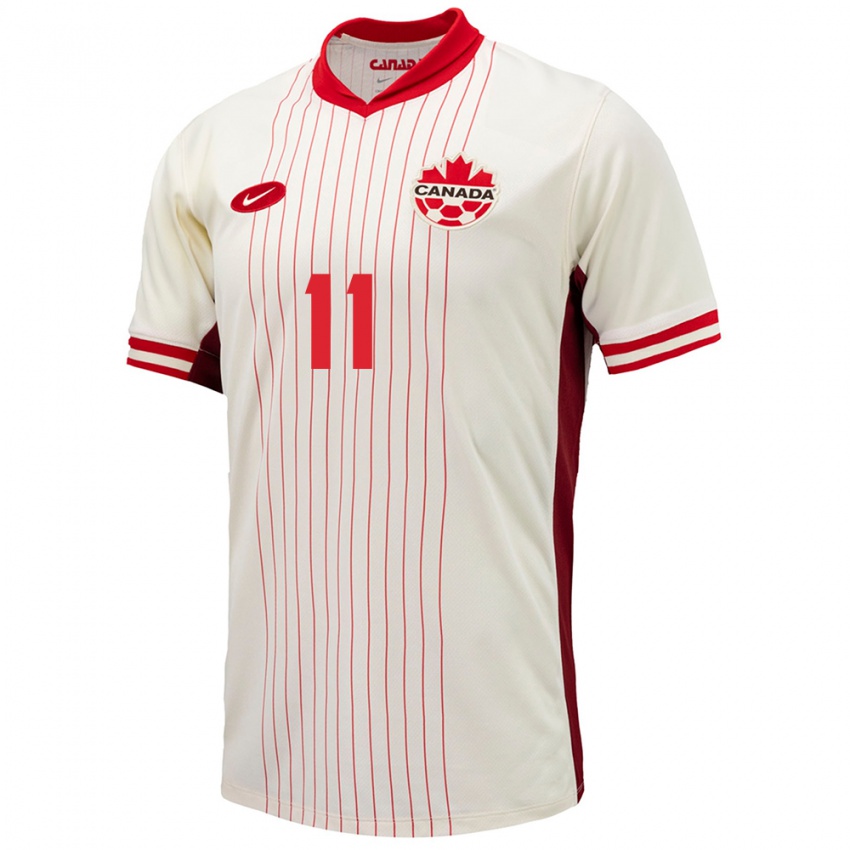 Herren Kanada Jayden Nelson #11 Weiß Auswärtstrikot Trikot 24-26 T-Shirt Belgien