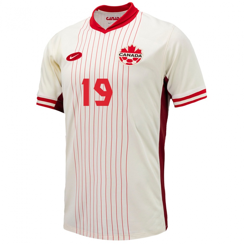 Heren Canada Jordyn Listro #19 Wit Uitshirt Uittenue 24-26 T-Shirt België