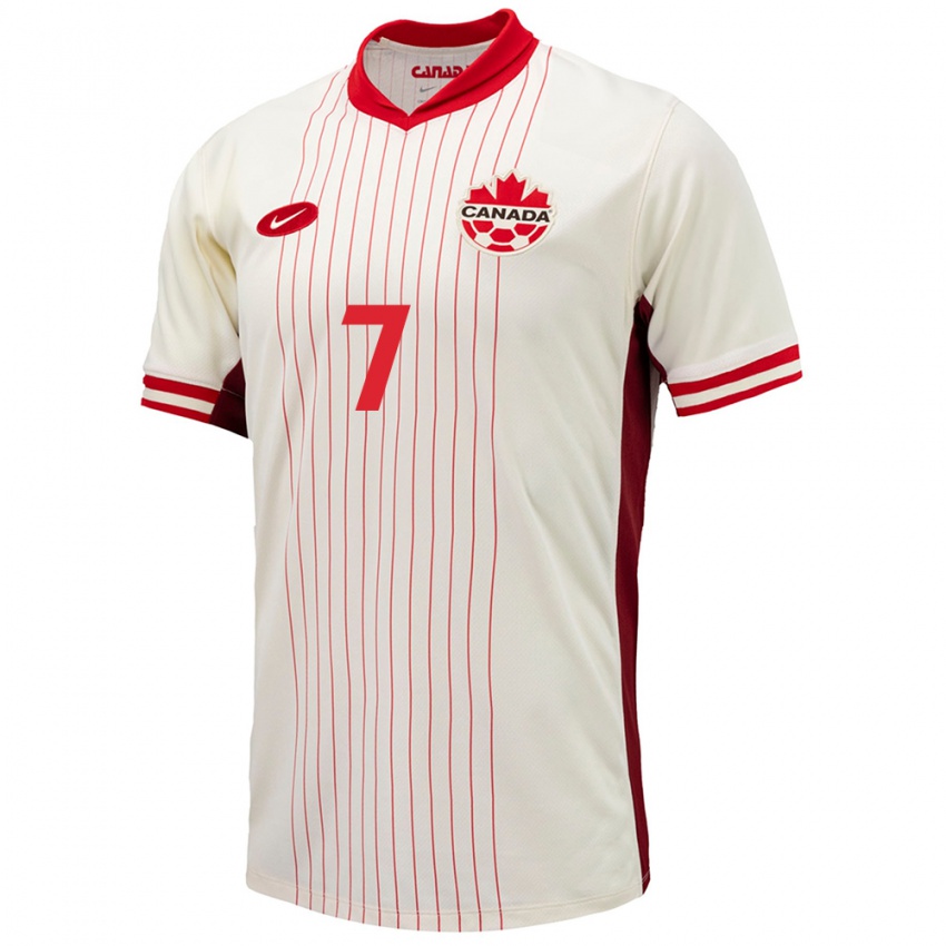 Herren Kanada Jean Aniel Assi #7 Weiß Auswärtstrikot Trikot 24-26 T-Shirt Belgien