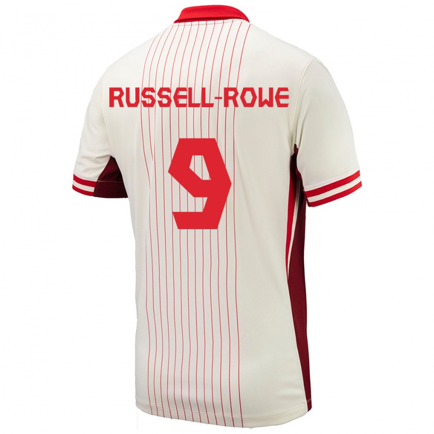 Herren Kanada Jacen Russell-Rowe #9 Weiß Auswärtstrikot Trikot 24-26 T-Shirt Belgien