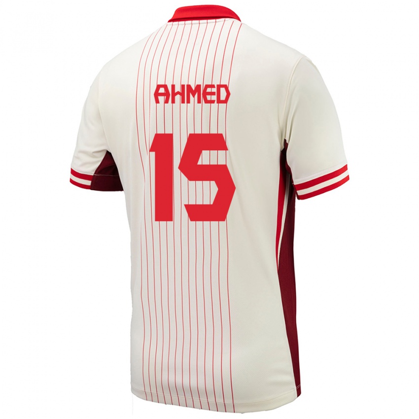 Heren Canada Ali Ahmed #15 Wit Uitshirt Uittenue 24-26 T-Shirt België