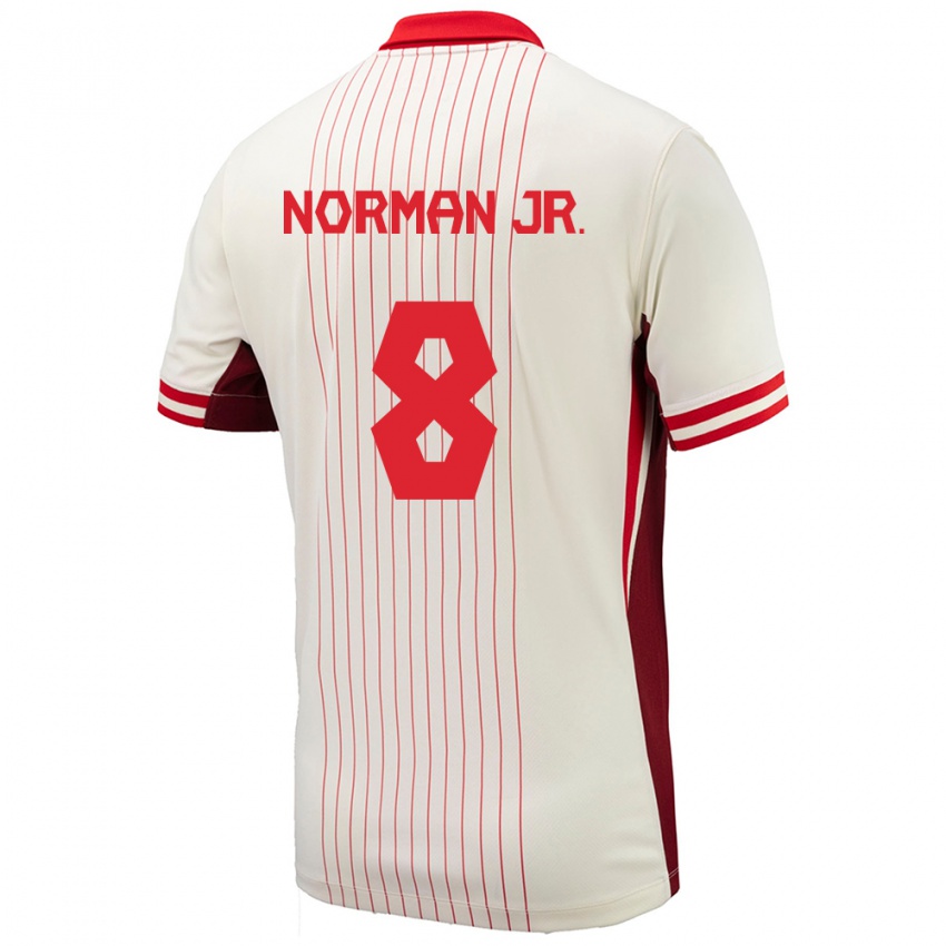 Herren Kanada David Norman Jr. #8 Weiß Auswärtstrikot Trikot 24-26 T-Shirt Belgien