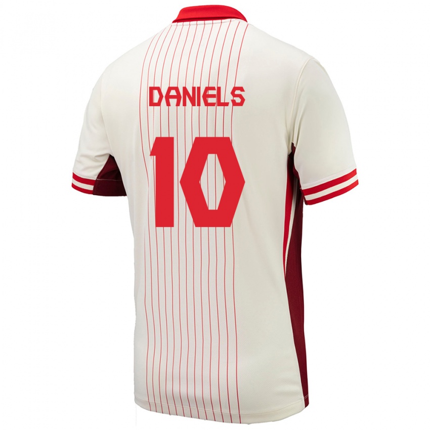Herren Kanada Aidan Daniels #10 Weiß Auswärtstrikot Trikot 24-26 T-Shirt Belgien
