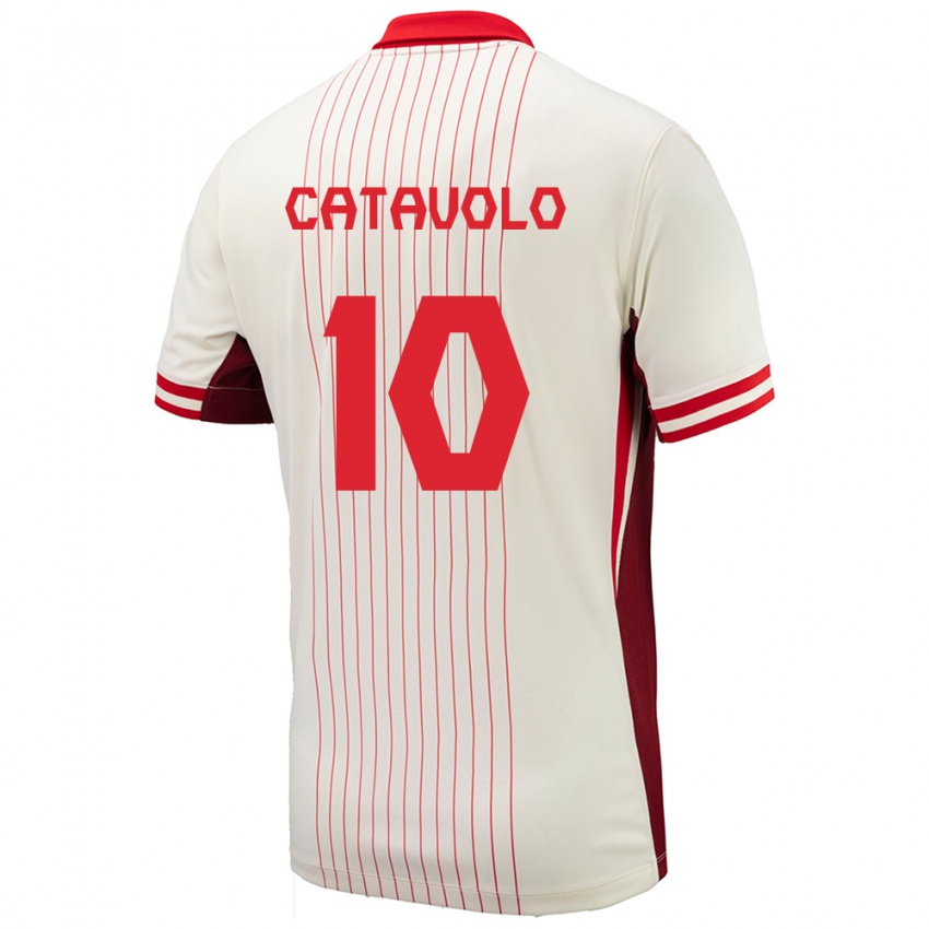 Herren Kanada Matthew Catavolo #10 Weiß Auswärtstrikot Trikot 24-26 T-Shirt Belgien