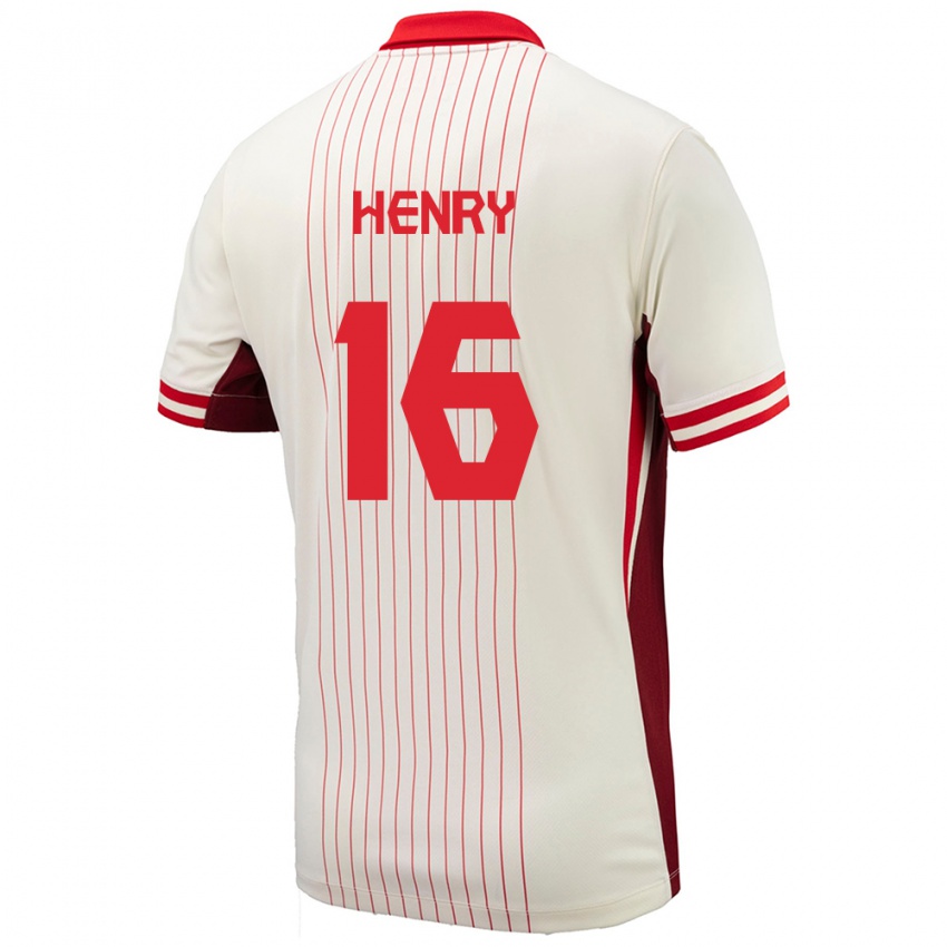 Herren Kanada Mael Henry #16 Weiß Auswärtstrikot Trikot 24-26 T-Shirt Belgien