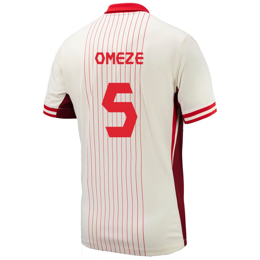 Herren Kanada Chimere Omeze #5 Weiß Auswärtstrikot Trikot 24-26 T-Shirt Belgien