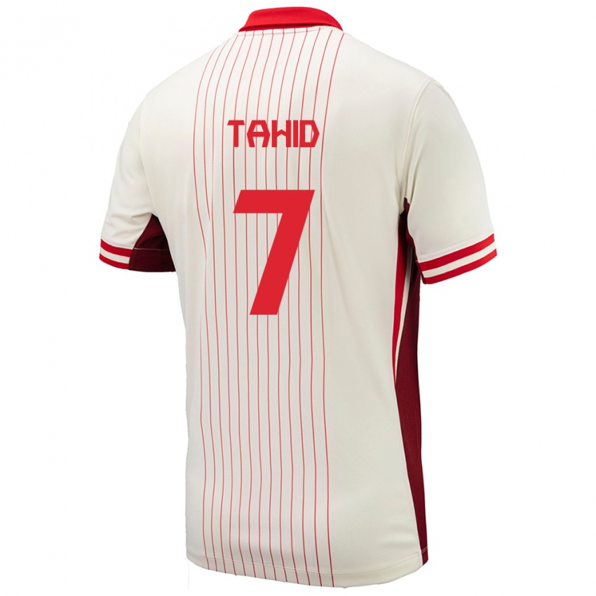 Heren Canada Taryck Tahid #7 Wit Uitshirt Uittenue 24-26 T-Shirt België