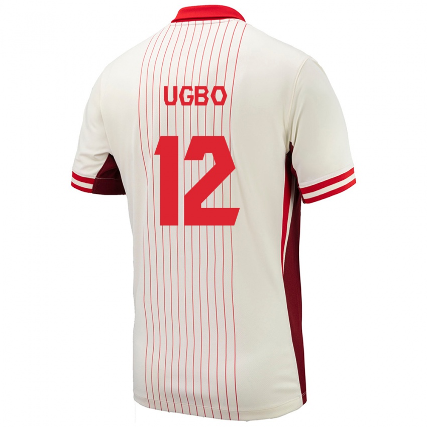 Herren Kanada Ike Ugbo #12 Weiß Auswärtstrikot Trikot 24-26 T-Shirt Belgien