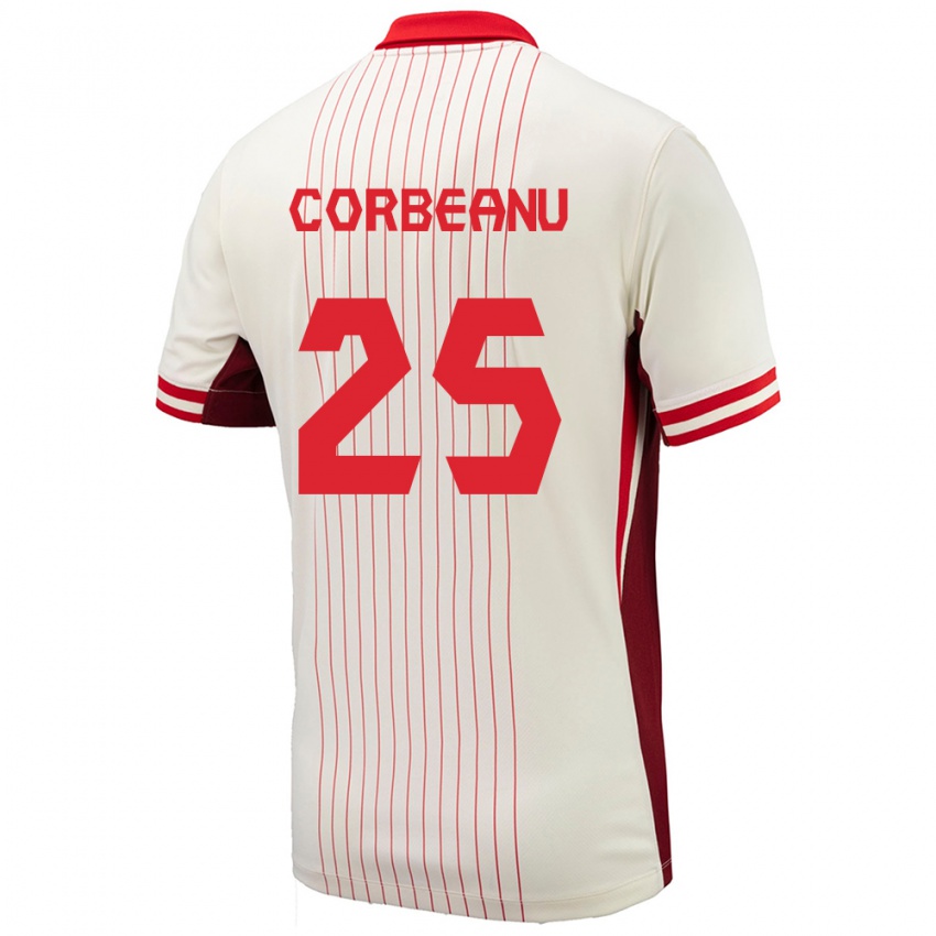 Herren Kanada Theo Corbeanu #25 Weiß Auswärtstrikot Trikot 24-26 T-Shirt Belgien