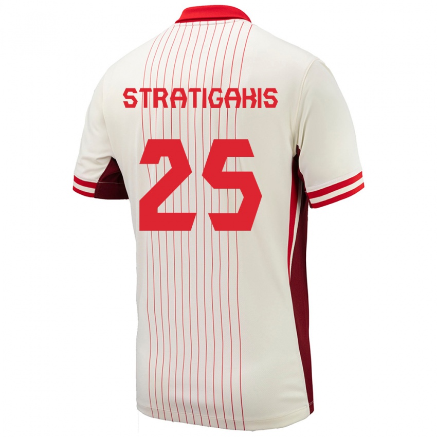 Herren Kanada Sarah Stratigakis #25 Weiß Auswärtstrikot Trikot 24-26 T-Shirt Belgien