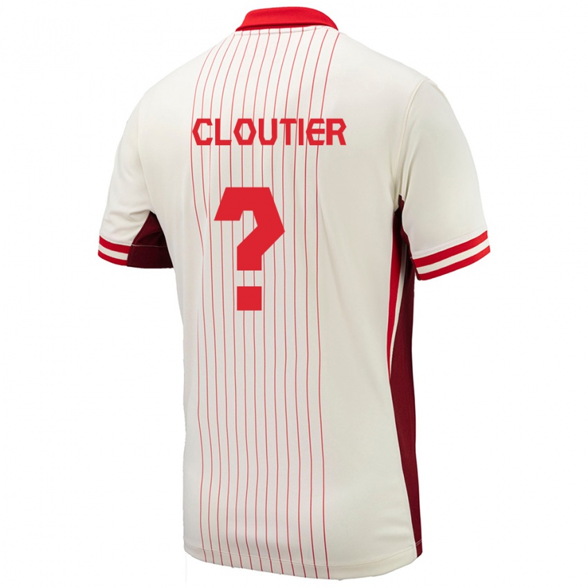 Heren Canada Loic Cloutier #0 Wit Uitshirt Uittenue 24-26 T-Shirt België
