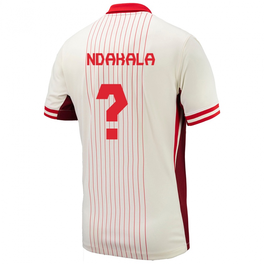 Herren Kanada Joshue Ndakala #0 Weiß Auswärtstrikot Trikot 24-26 T-Shirt Belgien