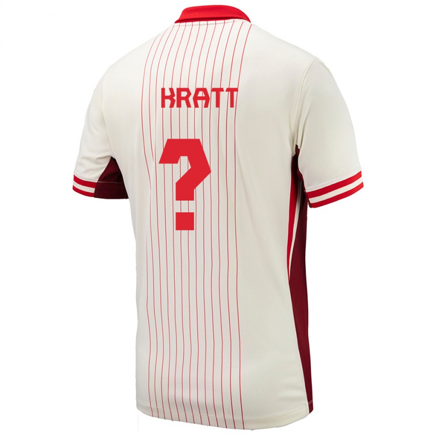 Herren Kanada Ronan Kratt #0 Weiß Auswärtstrikot Trikot 24-26 T-Shirt Belgien