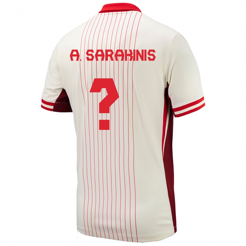 Herren Kanada Alexander Sarakinis #0 Weiß Auswärtstrikot Trikot 24-26 T-Shirt Belgien
