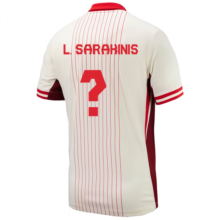 Heren Canada Lucas Sarakinis #0 Wit Uitshirt Uittenue 24-26 T-Shirt België