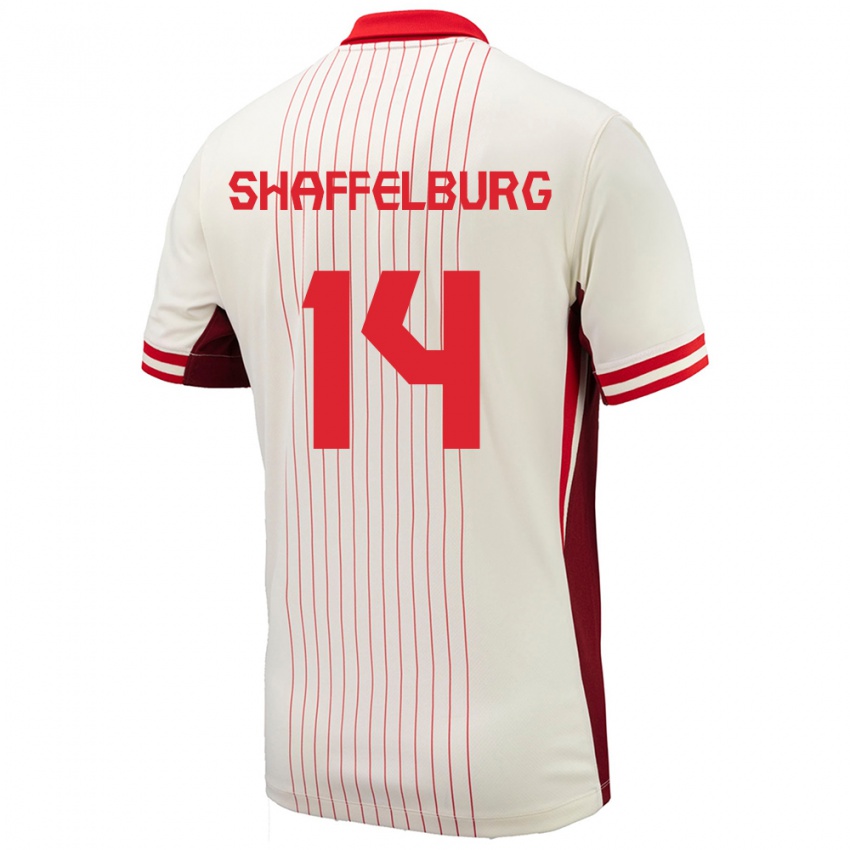 Herren Kanada Jacob Shaffelburg #14 Weiß Auswärtstrikot Trikot 24-26 T-Shirt Belgien