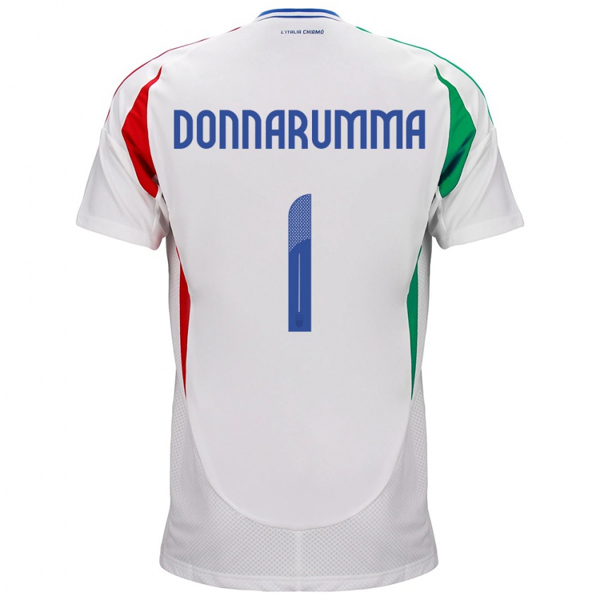Herren Italien Gianluigi Donnarumma #1 Weiß Auswärtstrikot Trikot 24-26 T-Shirt Belgien