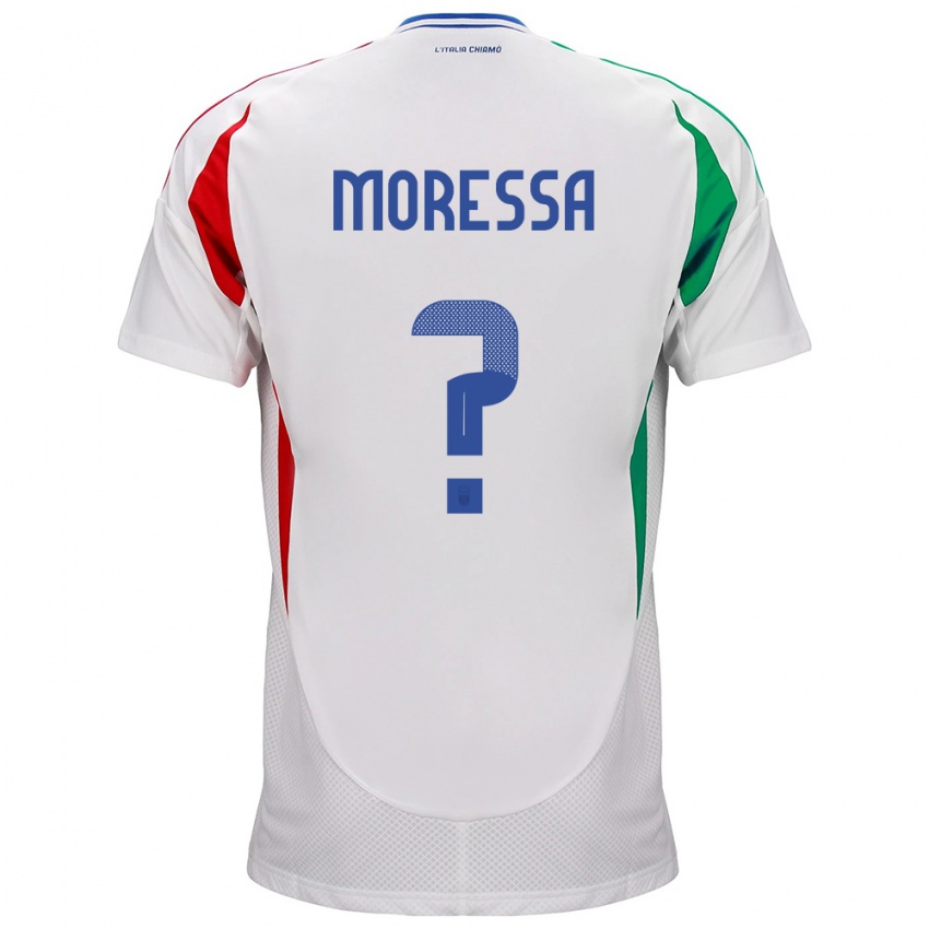 Herren Italien Kevin Moressa #0 Weiß Auswärtstrikot Trikot 24-26 T-Shirt Belgien