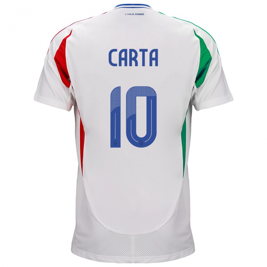 Herren Italien Antonella Carta #10 Weiß Auswärtstrikot Trikot 24-26 T-Shirt Belgien